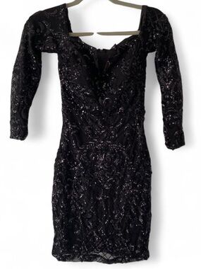 black long sleeve dress windsor Mesh Together Long Sleeve Mini Dress main image 0